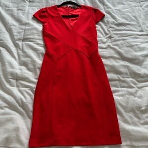 Express V-Neck Red Midi Dress